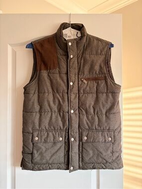 Tasso Elba Quilted Puffer Vest Brown Plaid Lining Utility Outdoor Size S Men’s